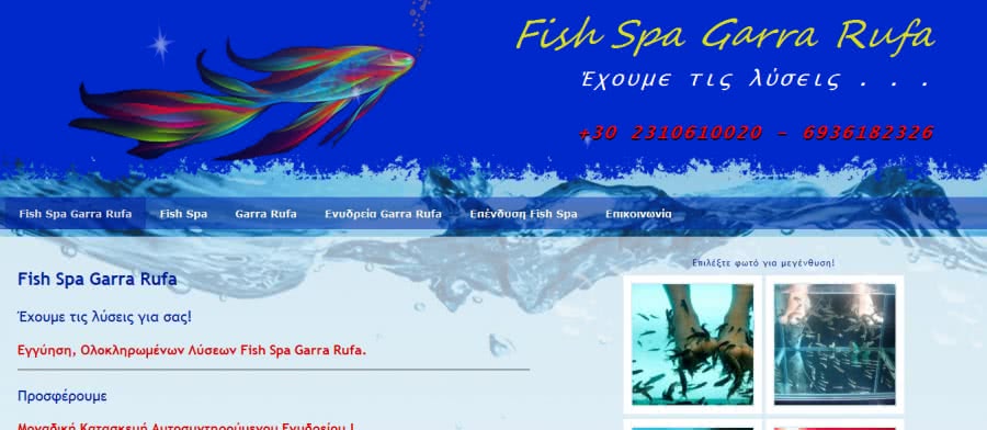 Ιστοσελίδα επιχείρησης fish spa